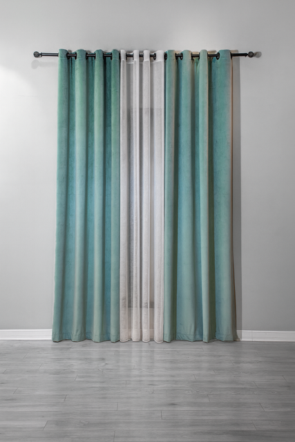 پرده آماده مخمل گارنت آبی اسمانی